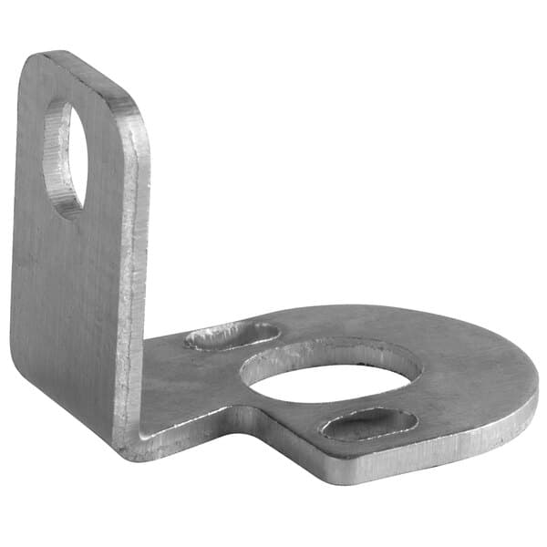 An Avantco metal bracket with a hole in it.
