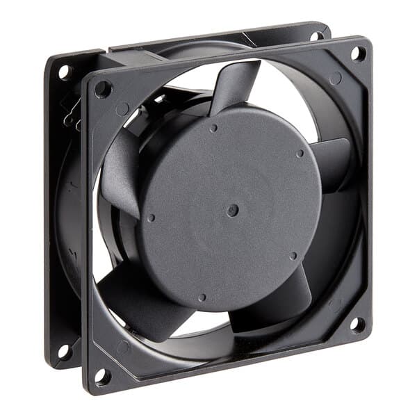 An Avantco black cooling fan with a circular blade.