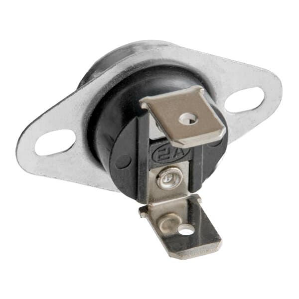 A metal and plastic temperature switch for a cappuccino or hot chocolate machine.