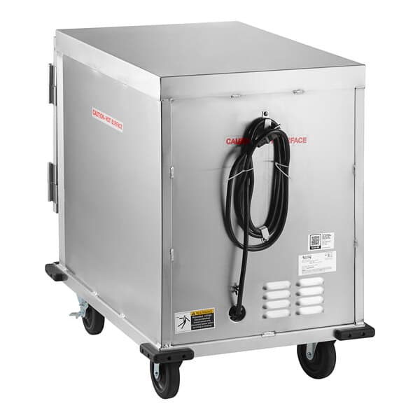 An Avantco silver metal insulated holding / proofing cabinet with a power cord.