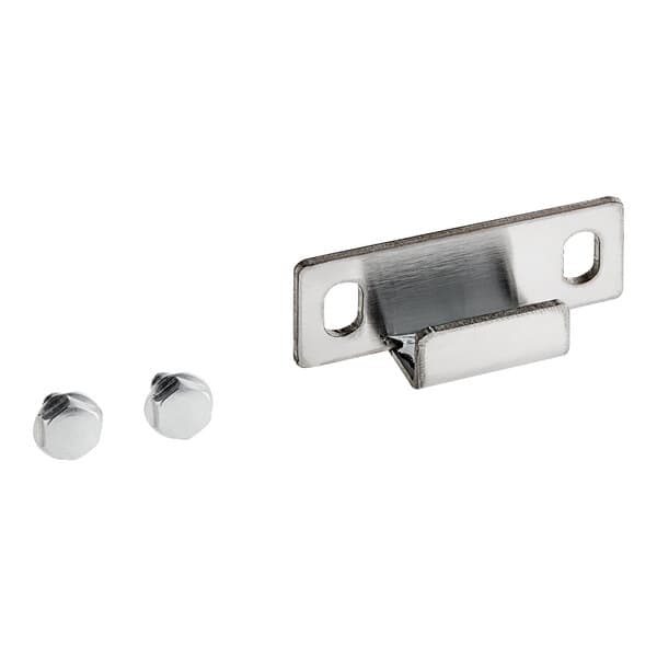 A stainless steel Avantco handle hook with screws.