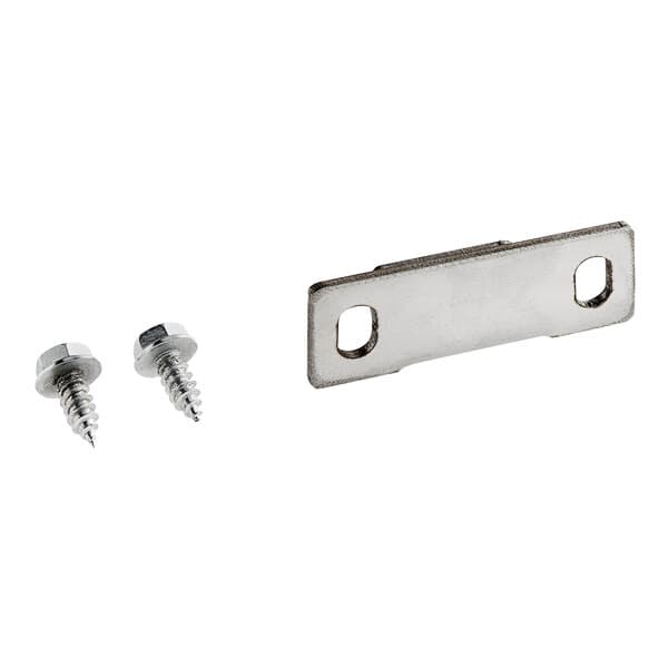A stainless steel handle hook with screws.