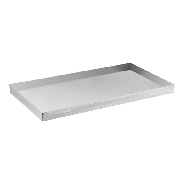 A rectangular metal grease or crumb tray designed for use with specific Avantco griddles.