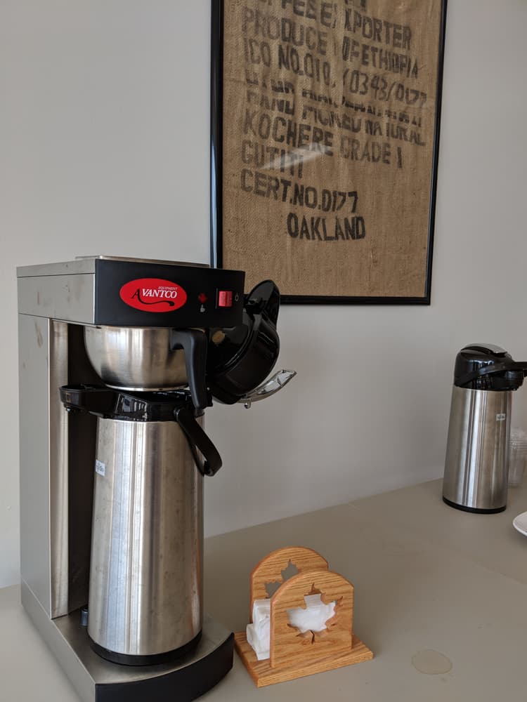 Shown brewing coffee into an airpot.