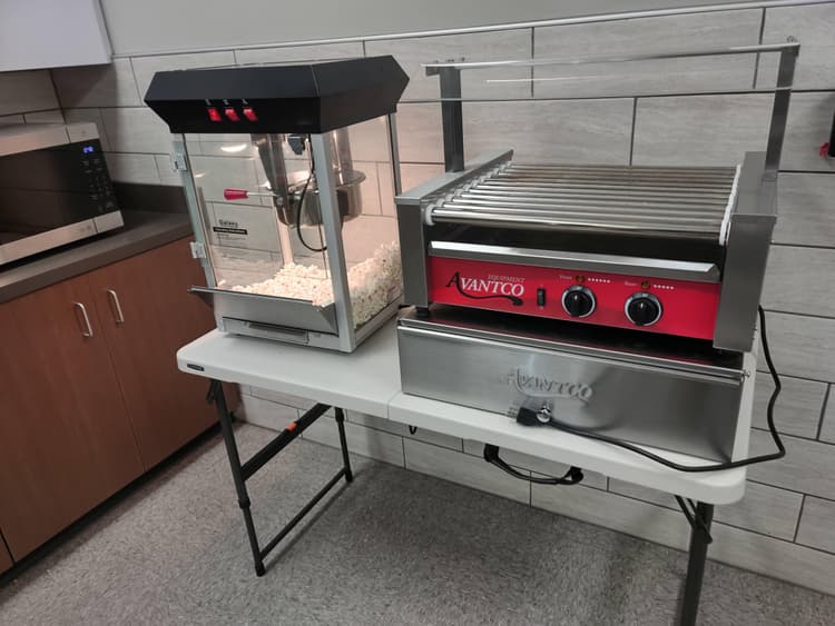 My setup for my employees at work. I would have posted a picture of it actually cooking but the hot dogs went quick!