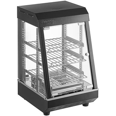 15" Self/Full Service 3 Shelf Countertop Heated Display Case with Hinged Doors - 120V, 850W