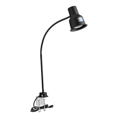 39" Black Single Arm Stainless Steel Heat Lamp with PCLMPSS Stainless Steel Clamp - 120V, 250W