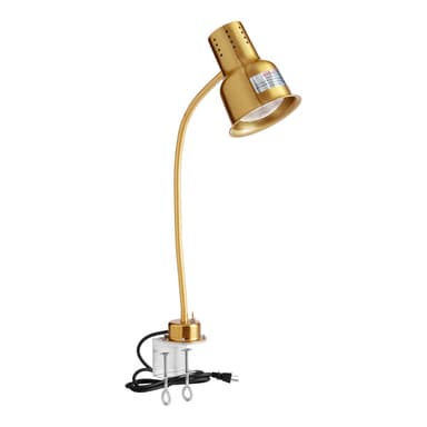 24" Gold Single Arm Stainless Steel Heat Lamp with PCLMPSS Stainless Steel Clamp - 120V, 250W