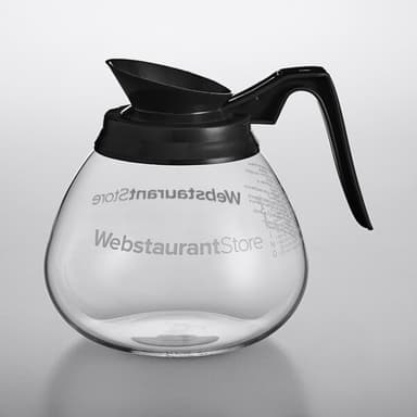 WebstaurantStore Logo 64 oz. Glass Coffee Decanter with Black Handle by - 24/Case