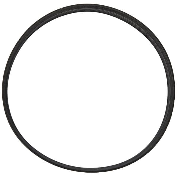 A black rubber belt with a white background.