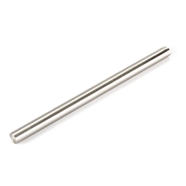 An Avantco stainless steel towing bracket axle.