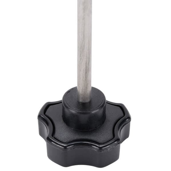 A black and silver metal Avantco Guard Knob with a black plastic handle.