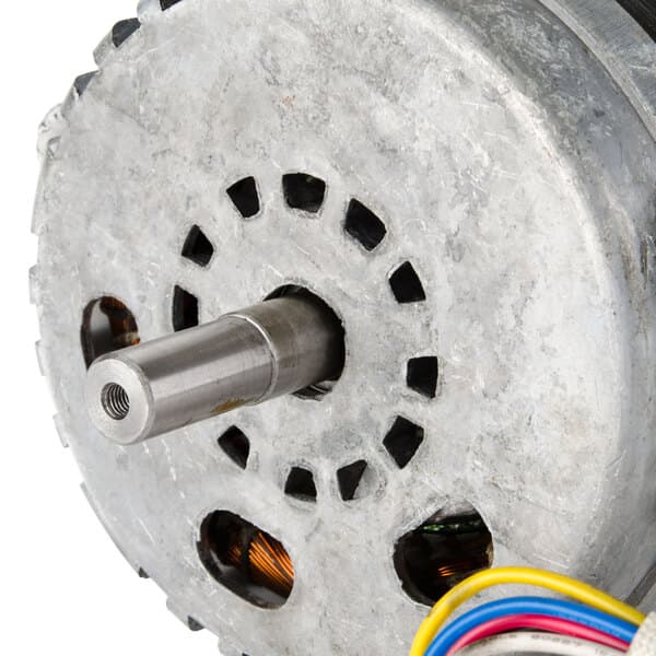 A close-up of an Avantco motor with wires.