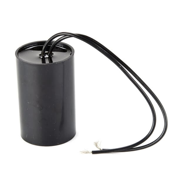 An Avantco replacement capacitor with wires attached.