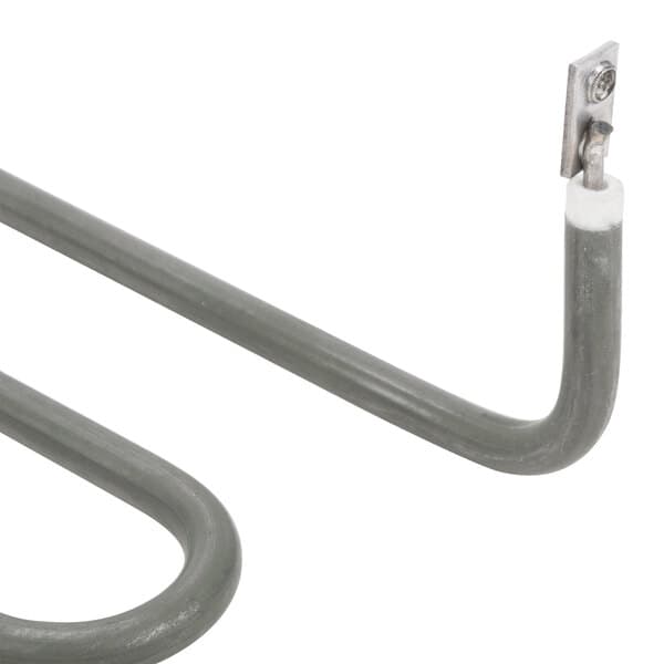 A gray metal Avantco bottom heating element with a metal strip and a screw.