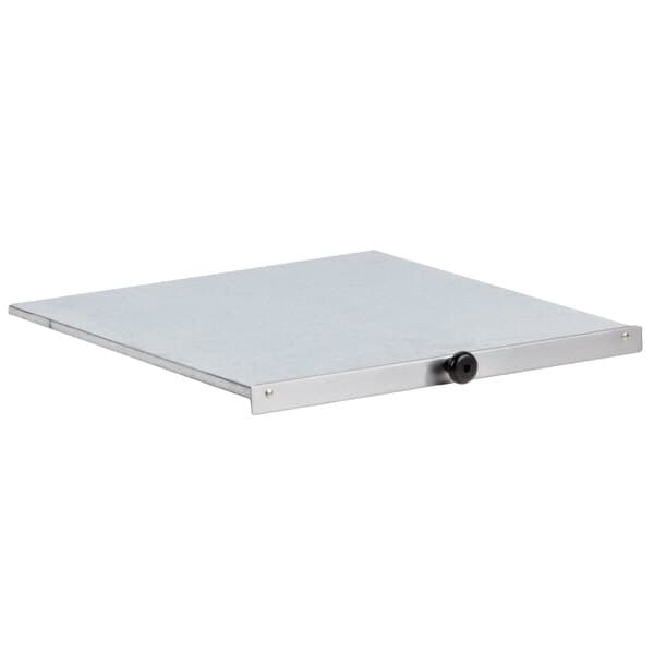 A white metal rectangular tray with a handle.