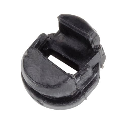 A black plastic power cord with a hole in it.