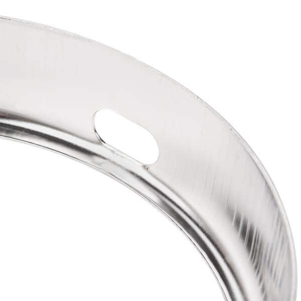 A close-up of a stainless steel bowl guard for an Avantco MX10 mixer.