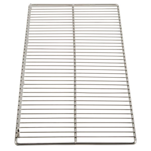 A stainless steel metal grate with holes.