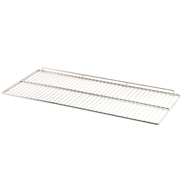 An Avantco stainless steel rack with a wire handle.