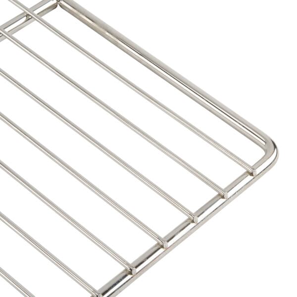 An Avantco stainless steel wire rack with a handle.