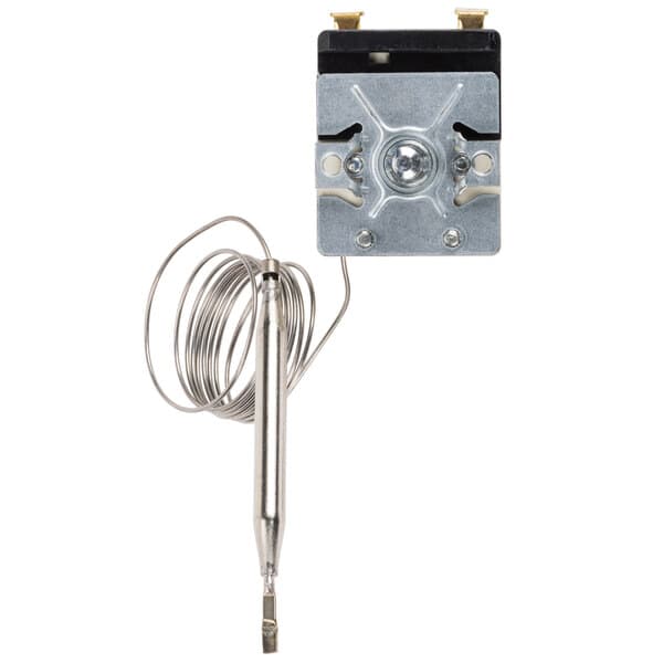 An Avantco thermostat with a wire attached to it.