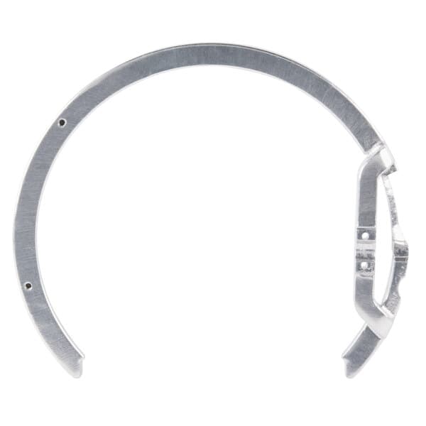 An Avantco silver metal ring guard with screws on a white background.