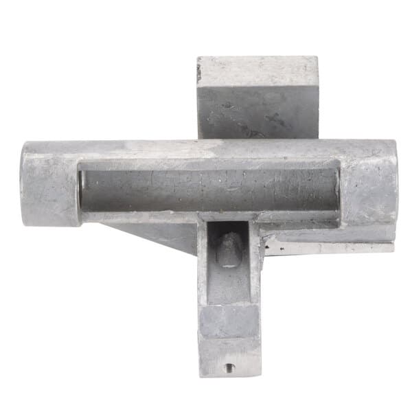 A metal Avantco Towing Bracket with two holes on it.