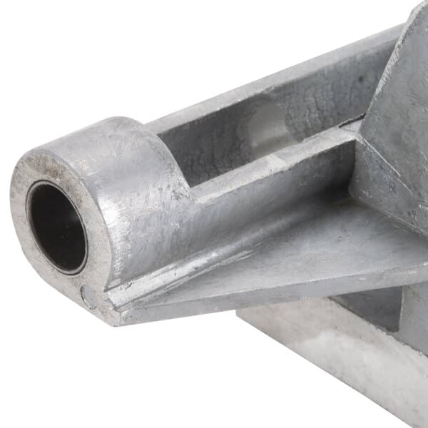 An Avantco towing bracket for a meat slicer with a hole in it.