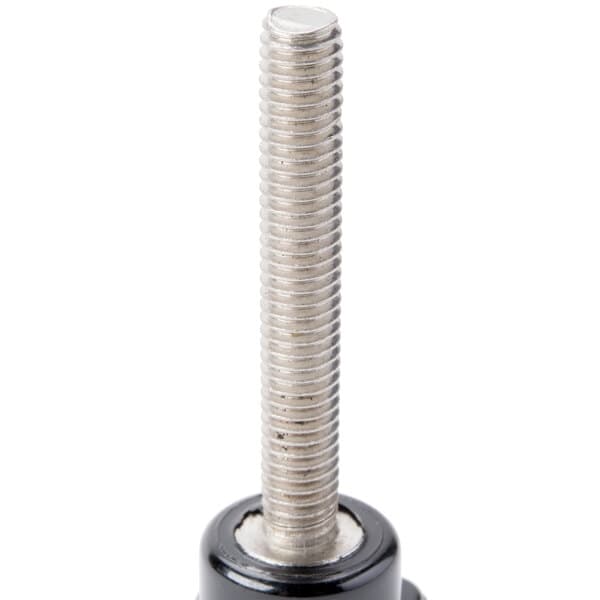 A close-up of the black metal screw knob for an Avantco meat slicer.