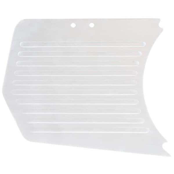 A white plastic Avantco regulator plate with holes.