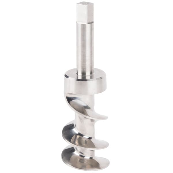 An Avantco stainless steel spiral screw with a screw head.