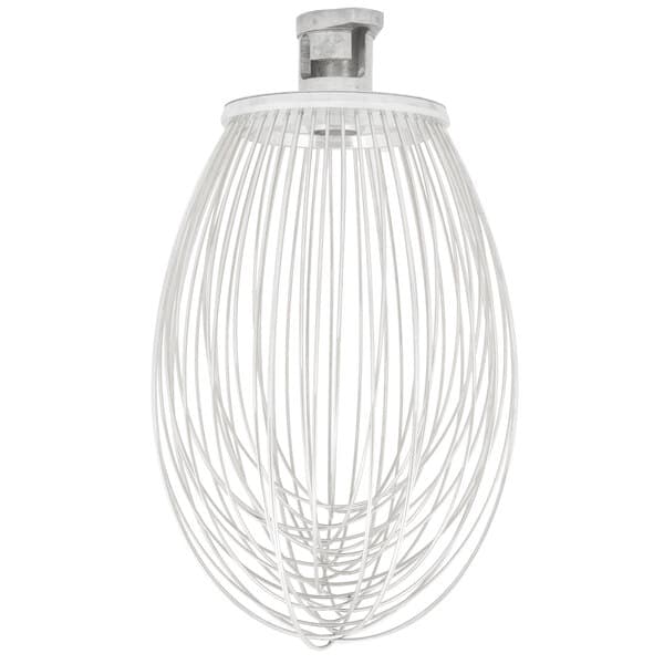 A white wire egg shaped object.