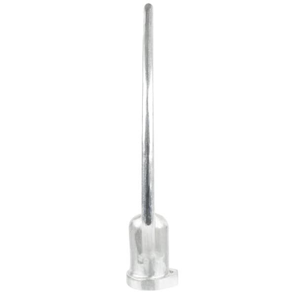 A silver metal Avantco flat beater with a black handle.