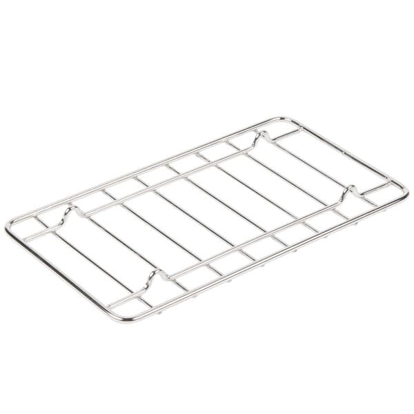 An Avantco metal hot dog rack with wire grid.