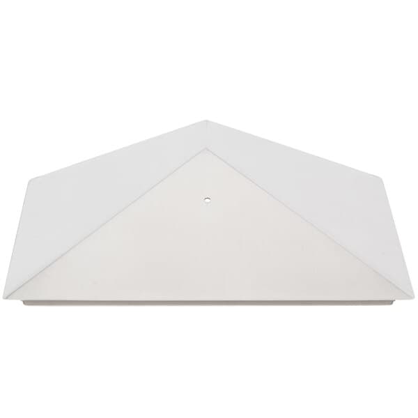 A white triangular cover with a hole in the middle.