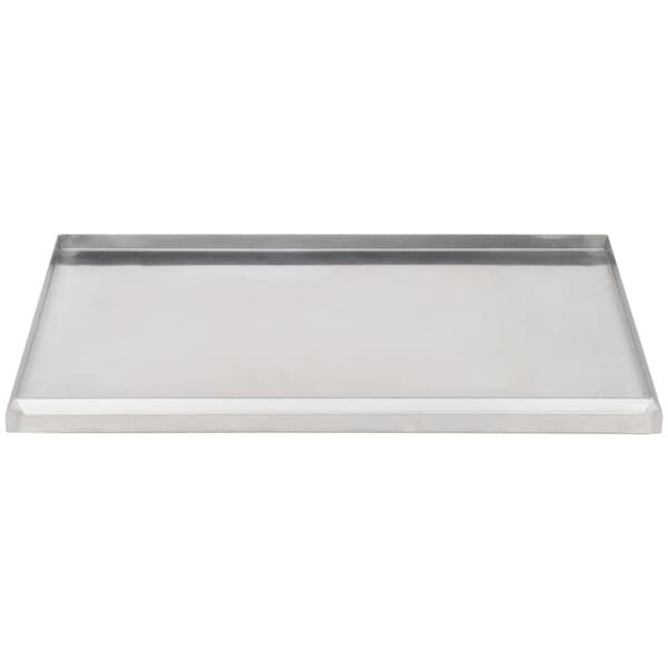 A rectangular silver metal Avantco drip tray.