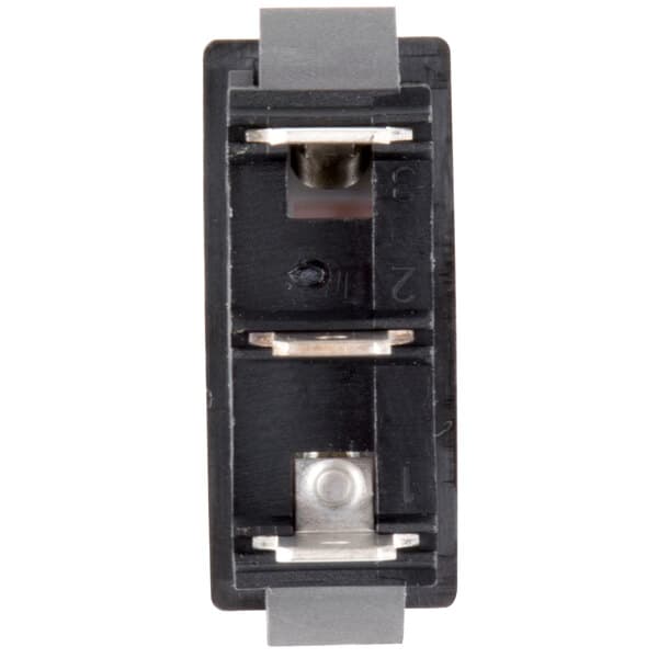 A black rectangular Avantco On / Off rocker switch with metal parts and two wires.
