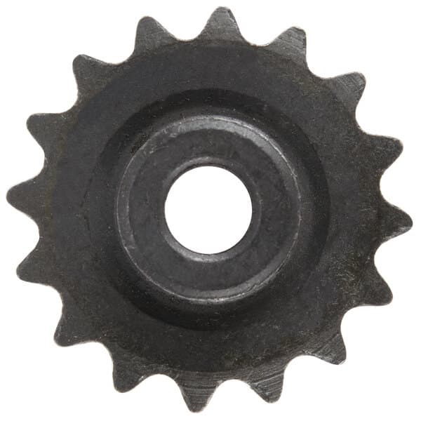 A close-up of a black gear.