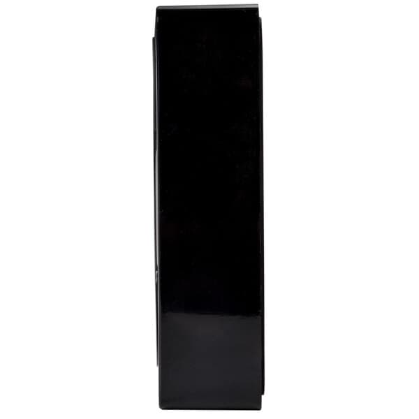 A black rectangular fan with a white background.