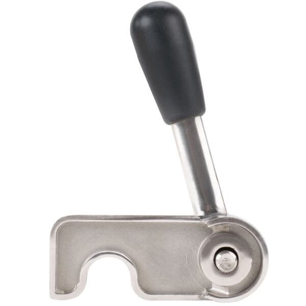 An Avantco stainless steel bowl lock handle with a black handle.