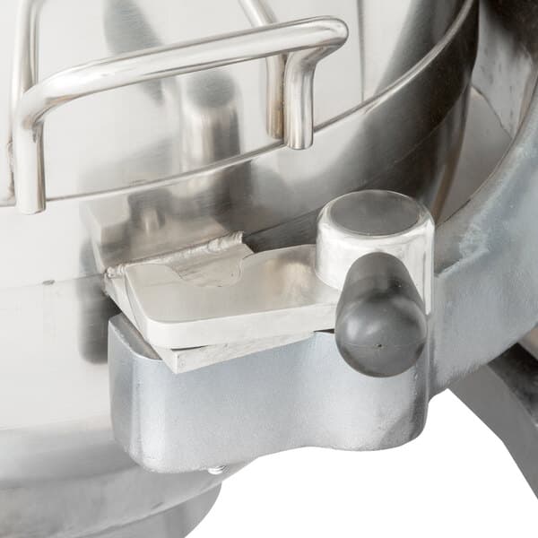 A stainless steel Avantco mixer bowl with a metal handle.