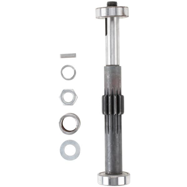 An Avantco Initiative axle assembly with a metal rod, nuts, and bolts.