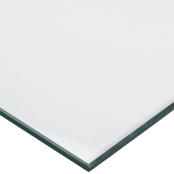 An Avantco glass side panel with a black border.