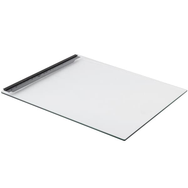 Replacement glass back door for an Avantco countertop food warmer with a black handle.