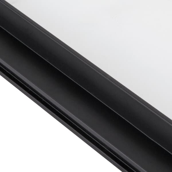 A close up of a black metal frame for an Avantco countertop food warmer back door.