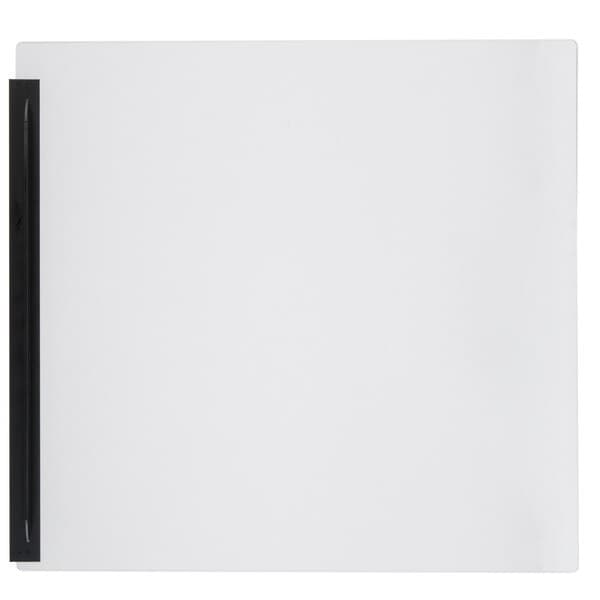 A white paper with a black handle.