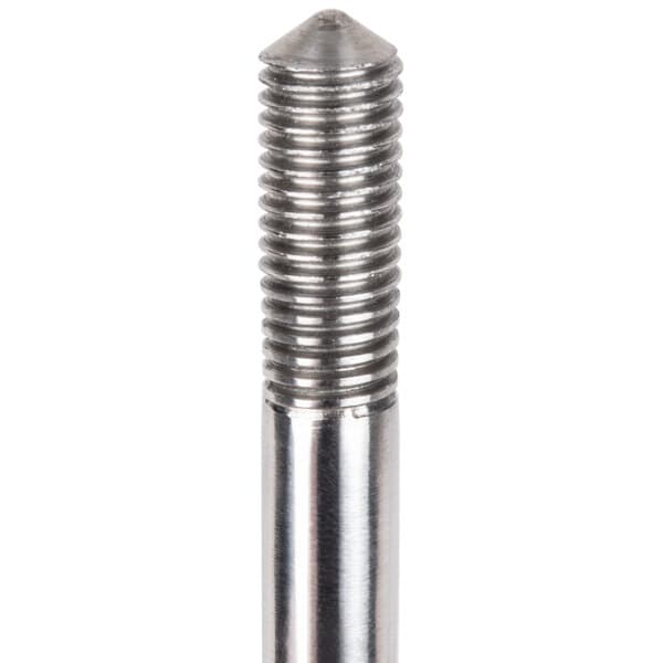 A stainless steel Avantco locking thumbscrew with a threaded head.