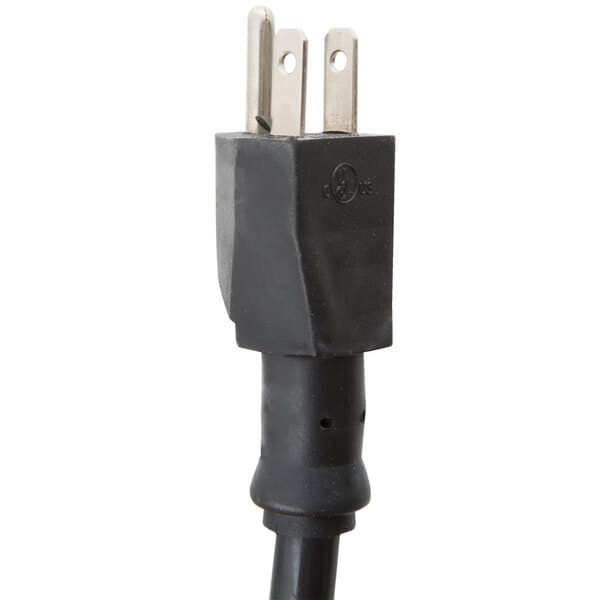 A black power cord with two plugs on it.