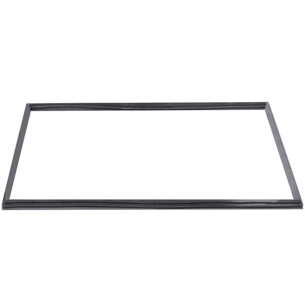 A black rectangular door gasket for an Avantco half size door with white background.